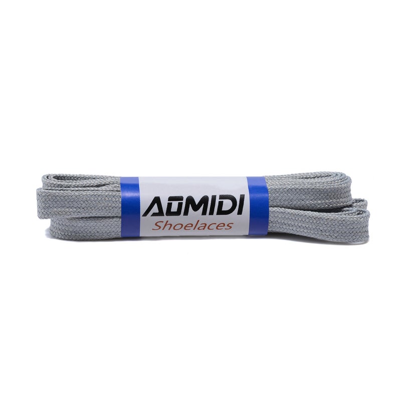 AOMIDI Flat Shoelaces Wide Shoes Lace 2 Pairs Wide Shoelaces Hollow Thick Flat Shoe Laces for Sneakers and Shoes (45" inches (114 cm), Gray) - Image 4